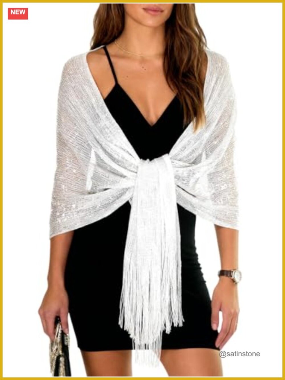 Metallic Glitter Evening Shawl Wrap with Buckle Formal Wedding